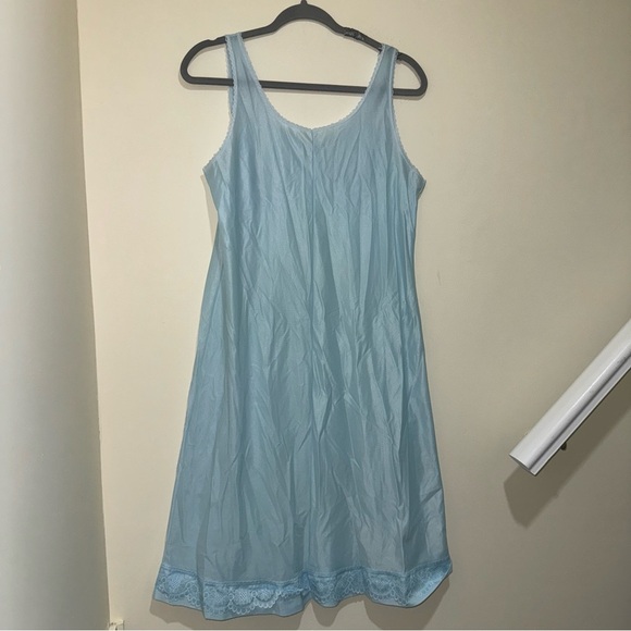 Women’s Vintage Baby Blue Vintage Slip Lace Rose Details Lingerie Dress No Size - Picture 11 of 16